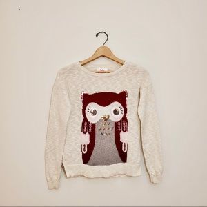Justice Pullover Long Sleeve Owl Sweater Size: 12